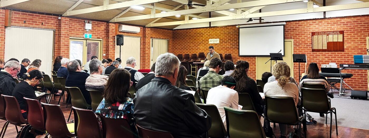 Sunday church service at Providence Reformed Baptist Church in Mandurah, Western Australia